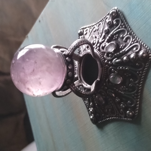 Evil Pawn Jewelry Amethyst Quartz Stainless steel Vera stand for crystals Boho - Picture 4 of 17